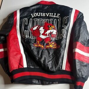Vintage Louisville Cardinals Leather Varsity Jacket College Phase Mens L Black